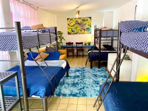 Двухъярусная кровать или двухъярусные кровати в номере Free Spirit Hostel Guadalajara