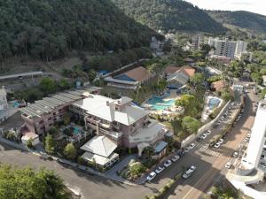 an aerial view of a town with a building at Hotel Balneário in Marcelino Ramos