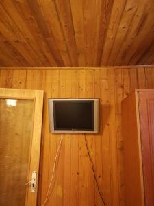 Cabana Fantanita cu Brazi في بويانا براسوف: تلفزيون على جدار الغرفة