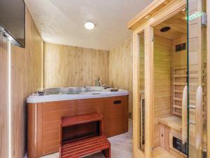 a bathroom with a sink and a shower at Apartments Villa Kim in Jablanac