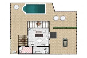 The floor plan of Villa Magda