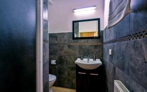 a bathroom with a sink and a mirror at Penzion Nevada in Dunajská Streda