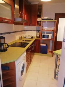 cocina con fregadero y lavadora en TESOROS DE CANTABRIA apart.Luna G101687, en Ampuero