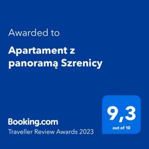 une capture d'écran d'un téléphone avec le texte attribué à l'appartement panamaran urgence dans l'établissement Apartament z panoramą Szrenicy, à Szklarska Poręba