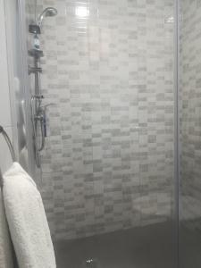 eine Dusche mit Glastür im Bad in der Unterkunft PLANTA BAJA EN SANTA POLA in Santa Pola