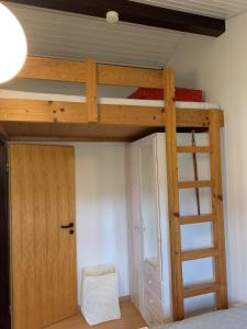 a bedroom with a bunk bed with a ladder at Eckwarderhörne Objekt B 15 in Großwürden