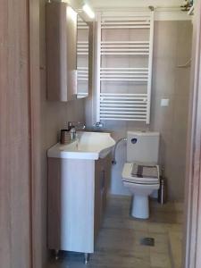 a bathroom with a sink and a toilet at Christos Home in Pramanta