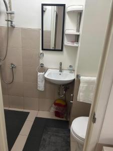 a small bathroom with a sink and a toilet at Ness Haven Camella northpoint condominium in Davao City +9 photos