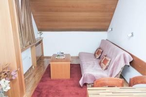 a small living room with a couch and a table at Apartman Sakovic in Kopaonik