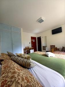 Habitación de hotel con 2 camas y TV en Pousada Della Vegas, en Serra Negra