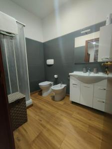 a bathroom with a toilet and a sink and a shower at Roma Grey Suite in Rome