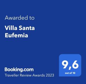 Certyfikat, podpis lub inny dokument wystawiony w obiekcie Vacation home Villa Santa Eufemia
