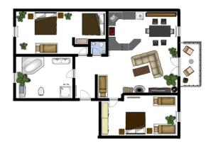 Půdorys ubytování Apartmán Bílá Hora - Roudná