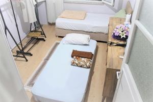 an overhead view of a room with two beds at Beyoglu apartment with great view in Istanbul