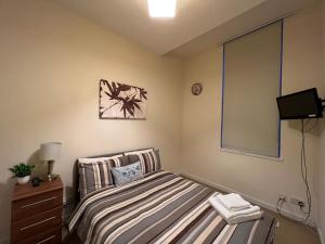 a small bedroom with a bed and a tv at Charming 2-Bedrooms City Centre Apartment in Aberdeen