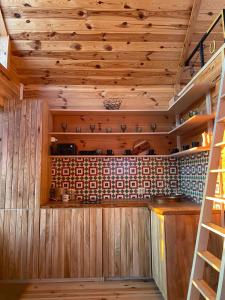 a room with wooden walls and a ladder in it at Ранчо Скарбова Гора in Selisko +89 photos