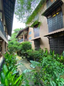 a garden in front of a building with plants at Ombak Dive Resort Perhentian Island in Perhentian Islands