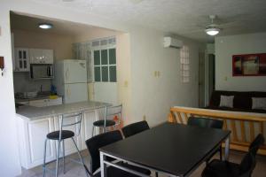 Il comprend une cuisine et un salon avec une table et des chaises. dans l'établissement Catana N12, à Acapulco