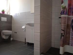a bathroom with a toilet and a sink at Seoski turizam Stari mlin na Korani room 2 in Karlovac