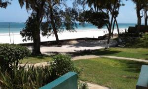 a view of a beach with trees and the ocean at C9 @ Diani Beachalets in Galu