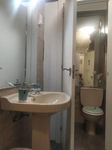 a bathroom with a sink and a toilet at HOSTEL RUA 35 in León