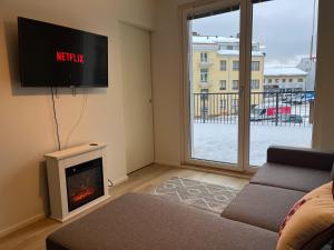 TV a/nebo společenská místnost v ubytování Winter Arctic apartment