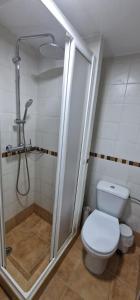 y baño con ducha, aseo y ducha. en PATRIMONIO ARABE VISTA A LA ALHAMBRA, en Granada