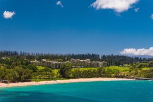 an aerial view of the resort and beach at The Ritz-Carlton Maui, Kapalua in Lahaina