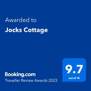 Certifikát, hodnocení, plakát nebo jiný dokument vystavený v ubytování Jocks Cottage