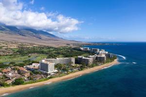 an aerial view of a beach with buildings and the ocean at The Westin Maui Resort & Spa, Ka'anapali in Lahaina