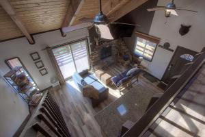 an overhead view of a living room with a fireplace at Bigler Bonus condo in Stateline