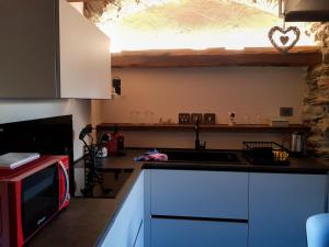 a kitchen with a sink and a counter top at Chez Margot et Sophie in Torgnon