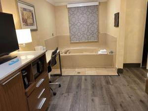 a bathroom with a tub and a sink and a television at Best Western Hollywood Plaza Inn Hotel - Hollywood Walk of Fame LA in Los Angeles