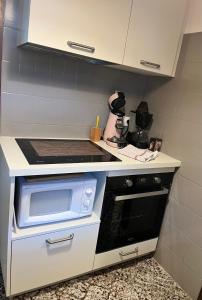 a kitchen with a stove and a microwave at Maison Dietenbeck in Wissembourg