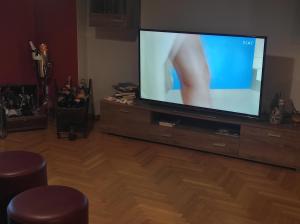TV a/nebo společenská místnost v ubytování ATHENS RIVIERA SEA VIEW APARTMENT
