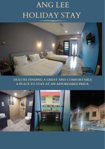 uma colagem de duas fotografias de um quarto de hotel em Ang Lee Holiday Stay em Semporna