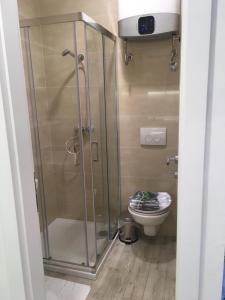 y baño con ducha y aseo. en Studio Apartment Sisi en Opatija
