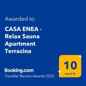 Certifikát, ocenenie alebo iný dokument vystavený v ubytovaní CASA ENEA TERRACINA - Relax Sauna Apartment