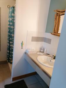 a bathroom with a sink and a shower at Sherwood in Étretat