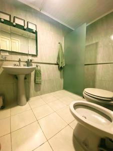 a bathroom with a toilet and a sink at Berdina Loft House, Chacras de Coria in Chacras de Coria