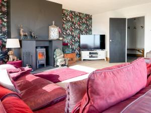 een woonkamer met een bank en een tv bij Gretna - Uk41823 in Longnor