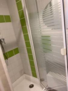 a shower with a glass door in a bathroom at Studio entre Aix en Provence et Marseille et parking in Septèmes-les-Vallons