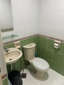 La salle de bains est pourvue de toilettes et d'un lavabo. dans l'établissement ROMY'S PLACE - ENTIRE 2ND FLOOR APARTMENT, à Vigan