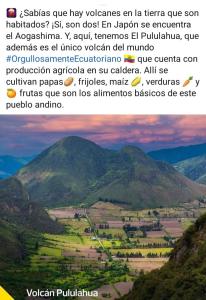 a screenshot of a post with a picture of a mountain at Pululahua Magia y Encanto in Quito