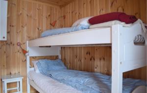 two bunk beds in a room with wooden walls at Nice Home In Noresund With 5 Bedrooms And Sauna in Noresund
