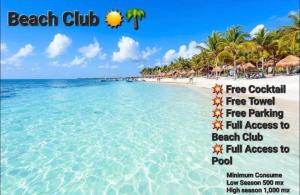 a beach club sign with the names of the beach at Luz de Luna Tulum Suite II in Tulum