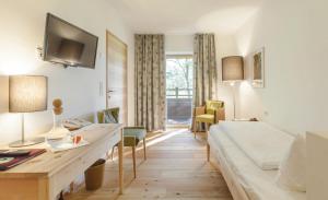 Televiisor ja/või meelelahutuskeskus majutusasutuses Hotel B&B "Zur Schanz"