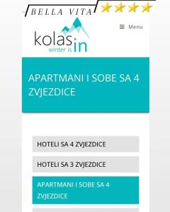 Certifikát, hodnocení, plakát nebo jiný dokument vystavený v ubytování Apartman Bella Vita