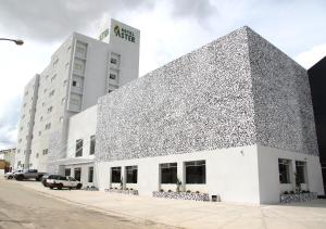 アラゴイニャスにあるHotel Ásterの白黒の外観の白い建物