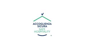 a label with the words acociaria scrania safe hospitalify at Casa Raffaele in Leuca